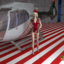 Sexy blonde futa girl poses with her hard dick by her chopper