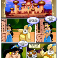 Jasmine runs away from the evil Jaffar