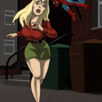 Horny Spidey banging Gwen's wet pussy
