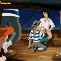Ariel spies on a hot sailor gay orgy!