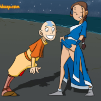 Aang and Katara have sex on the beach