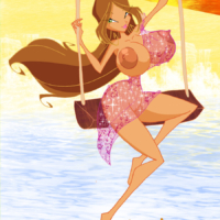 Sexy WINX babies with big titties get naughty on the beach