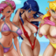 Andy has a foursome at the beach with Winx Babes Musa, Stella and Tecna!