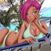 Tecna Winx touches herself and masturbates at the pool!