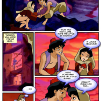 Jasmine rewards Aladdin for his bravery with her wet cherry