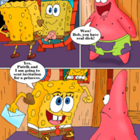 Sponge Bob discovers he has a real cock