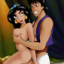 Jasmine fucks Aladdin up the ass with a strap-on dildo