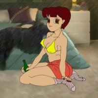 Sexy toon girl fucks herself with a soda bottle
